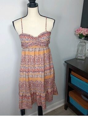 Deja Vu Multicolored Floral Sundress With Adjustable Spaghetti-Strap, Small
